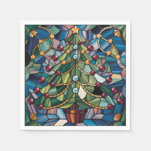 Guardanapo De Papel Árvore de Natal em Vidro Colorido Estilo Tiffany