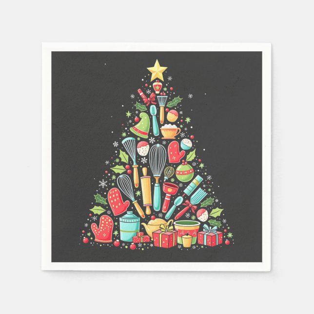 Guardanapo De Papel Árvore de Natal Fazendo Cook De Chef (Frente)