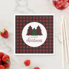 Guardanapo De Papel Árvore de Natal Feliz da Xadrez de Natal