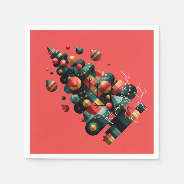 Guardanapo De Papel Árvore de Natal Geométrica (Frente)