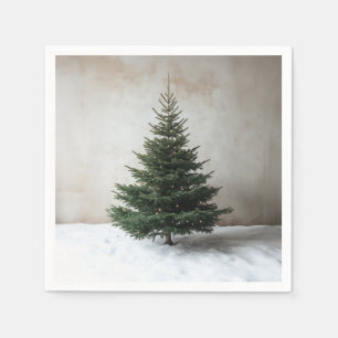 Guardanapo De Papel Árvore de Natal minimalista com luzes suaves na ne