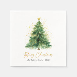 Guardanapo De Papel Árvore de Natal Moderna em Watercolor Não Foto