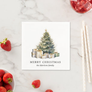 Guardanapo De Papel Árvore de Natal Moderna em Watercolor Não Foto