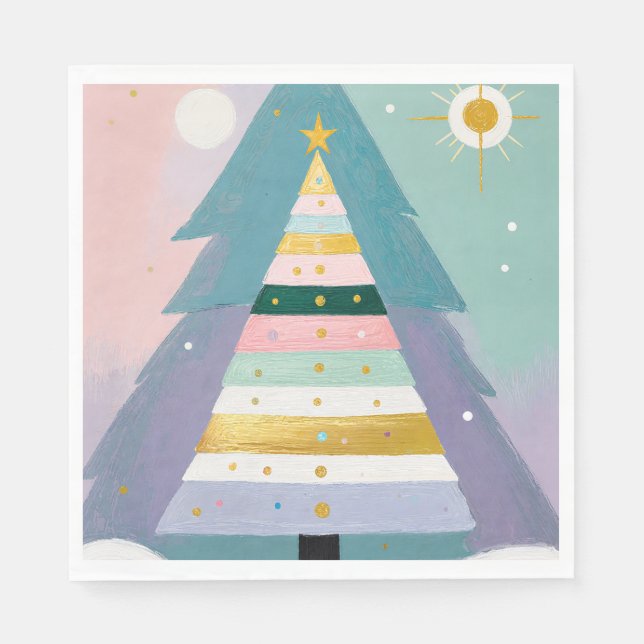 Guardanapo De Papel Árvore de Natal Pastel Celestial (Frente)