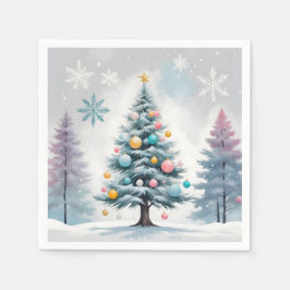 Guardanapo De Papel Árvore de Natal Pastel Clara Azul-Lilás | Enfeites