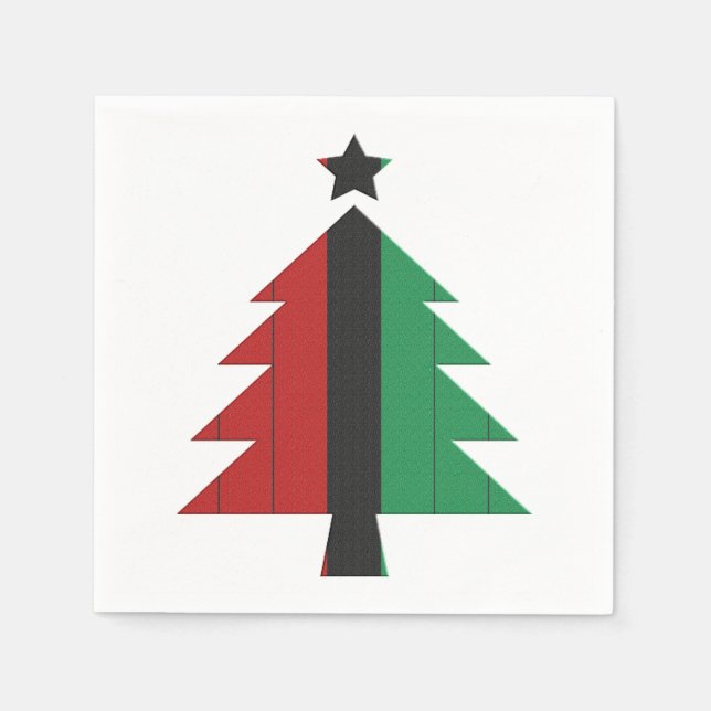 Guardanapo De Papel Árvore de Natal Red Black Green Kinara Kwanzaa (Frente)