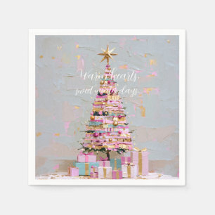 Guardanapo De Papel Árvore de Natal Rosa e Dourada Impasto