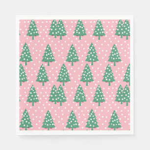 Guardanapo De Papel Árvore de Natal rosa e verde