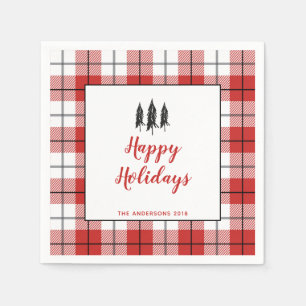 Guardanapo De Papel Árvore de Natal Rustic Red & White Gingham Flannel