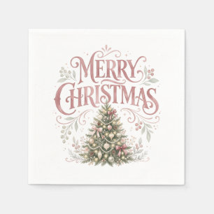 Guardanapo De Papel Árvore de Natal Tradicional Rosa Pinkmas