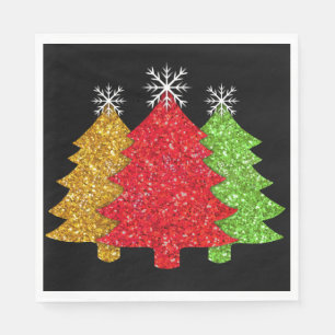Guardanapo De Papel Árvore de Natal verde dourado vermelho brilhante f
