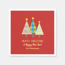 Guardanapo De Papel Árvore de Natal Vermelha Personalizada