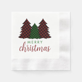 Guardanapo De Papel Árvore de Natal Xadrez Feliz Natal