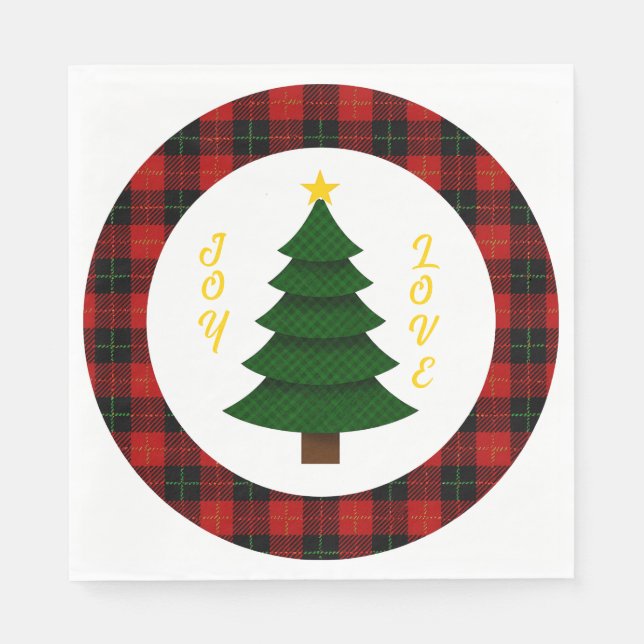 Guardanapo De Papel Árvore de Natal Xadrez Personalizada Joy-Love-Cust (Frente)