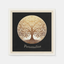 Árvore de Vida Espiritual Zen em Ouro Elegante