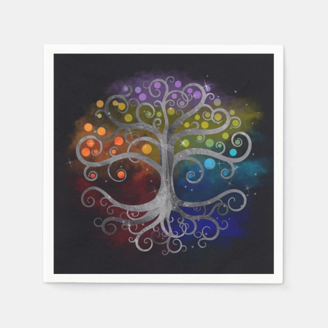 Guardanapo De Papel Árvore de vida Silver Swirl (Frente)