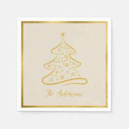 Guardanapo De Papel Árvore Dourada de Natal Elegante Pastel Bone Beige
