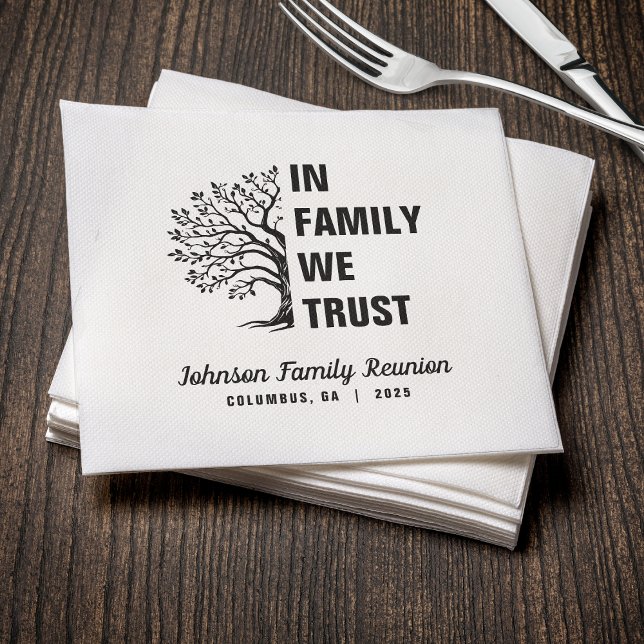 Guardanapo De Papel Árvore Familiar Que Confiamos Na Reunião (In Family We Trust Family Reunion Napkin)