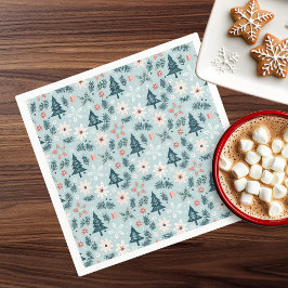 Guardanapo De Papel Árvore festiva e Design de flores