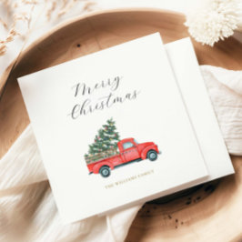 Guardanapo De Papel Árvore natalícia e Feliz Vermelha de Caminhão X