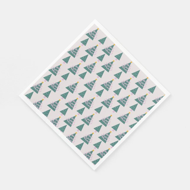 Guardanapo De Papel Árvores Bonitas Dodles Verdes Rosa (Quina)