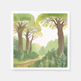 Guardanapo De Papel Árvores da Floresta Verde | Aquarela Bonita da Nat