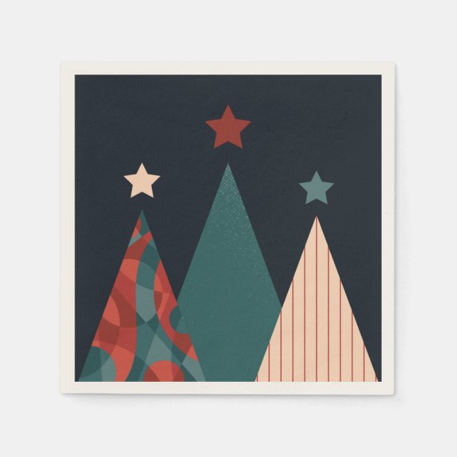 Guardanapo De Papel Árvores de Natal e estrelas em azul/vermelho sazon (Frente)