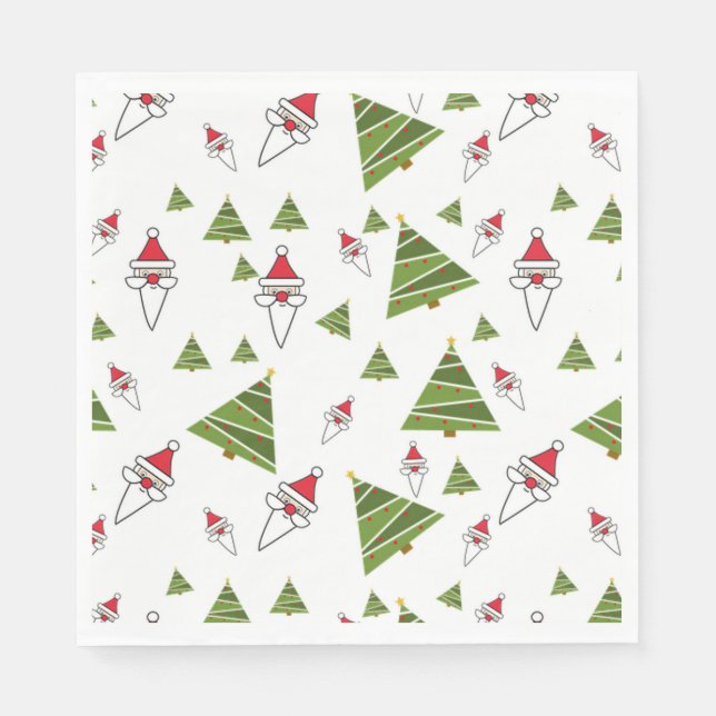 Guardanapo De Papel Árvores de Natal e Papai Noel (Frente)