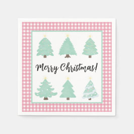 Guardanapo De Papel Árvores de Natal em Aquarela com Nápoles-Xadrez Ro