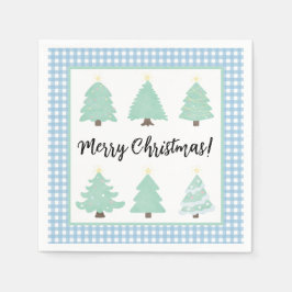 Guardanapo De Papel Árvores de Natal em Aquarela com Nápoles Xadrezes 