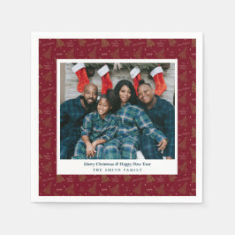 Guardanapo De Papel Árvores de Natal Modernas Foto e Saudações do Ano 