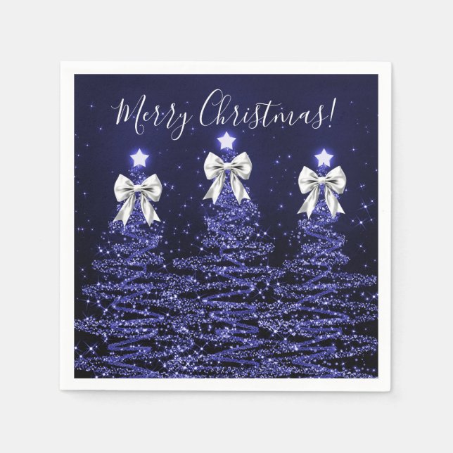 Guardanapo De Papel Árvores de Natal Navais Festivas com Laços Pratead (Frente)