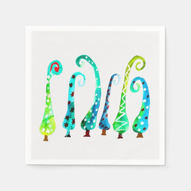 Guardanapo De Papel Árvores de natal por aquarela (Frente)