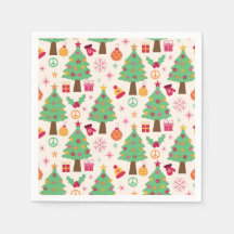 Árvores de Natal Retro com Padrão de Símbolo da Pa
