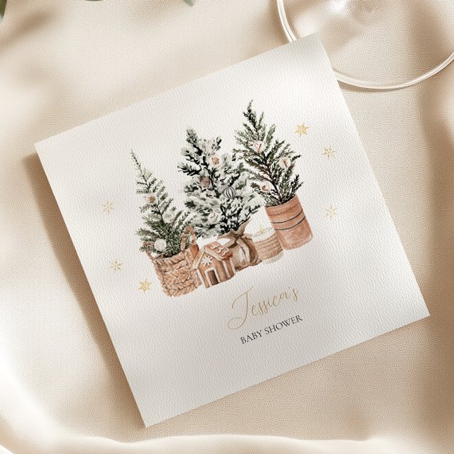Guardanapo De Papel Árvores de Natal Rústicas de Inverno Baby Shower (Criador carregado)