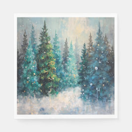 Guardanapo De Papel Árvores de Natal Verdes Floresta de Inverno