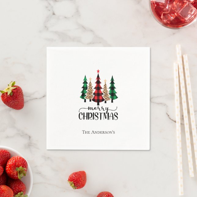 Guardanapo De Papel Árvores de Natal Xadrez Vermelhas e Verdes Persona (Insitu)