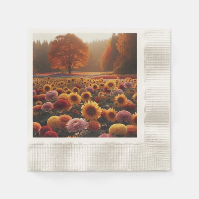 Guardanapo De Papel Árvores de outono/campo com mães (Frente)