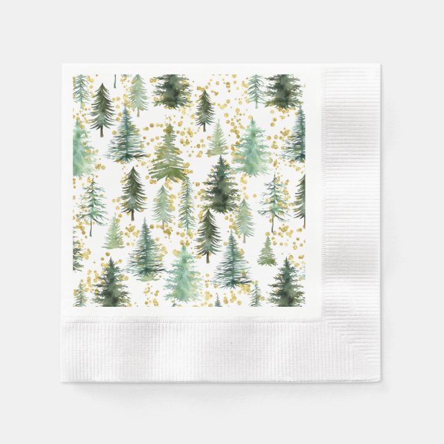 Guardanapo De Papel Árvores Douradas - Folhas de Natal - Nápoles (Frente)