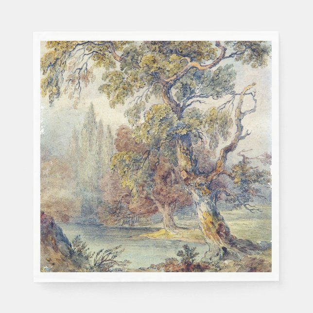 Guardanapo De Papel Árvores e Pond (por John Ruskin) (Frente)