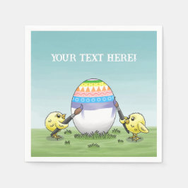 Guardanapo De Papel As galinhas pintam um ovo de Páscoa colorido