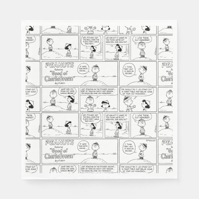 Guardanapo De Papel As memórias de Charlie Brown no monte do Pitcher (Frente)
