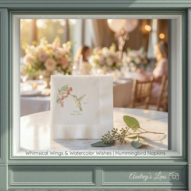 Guardanapo De Papel Asas Caprichosas & Desejos em Aquarela | Beija-Flo (Whimsical Wings & Watercolor Wishes | Hummingbird Napkins)