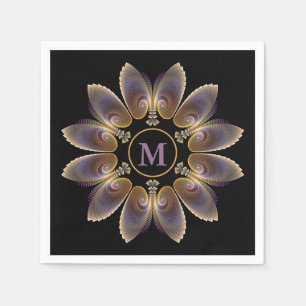 Guardanapo De Papel Asas de Anjo Abstratas Mandala Fractal Monograma