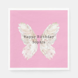 Guardanapo De Papel Asas de Borboleta Rosa de Aniversário de Menina