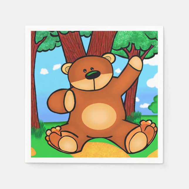Guardanapo De Papel Assiettes En Carton Ours dans la prairie - Bear in (Frente)