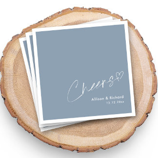 Guardanapo De Papel Assinatura Casamento Dusty Blue Costeiro Cheers