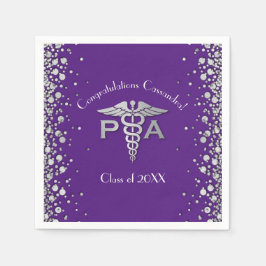Guardanapo De Papel Assistente Médico Graduado Roxo Prata