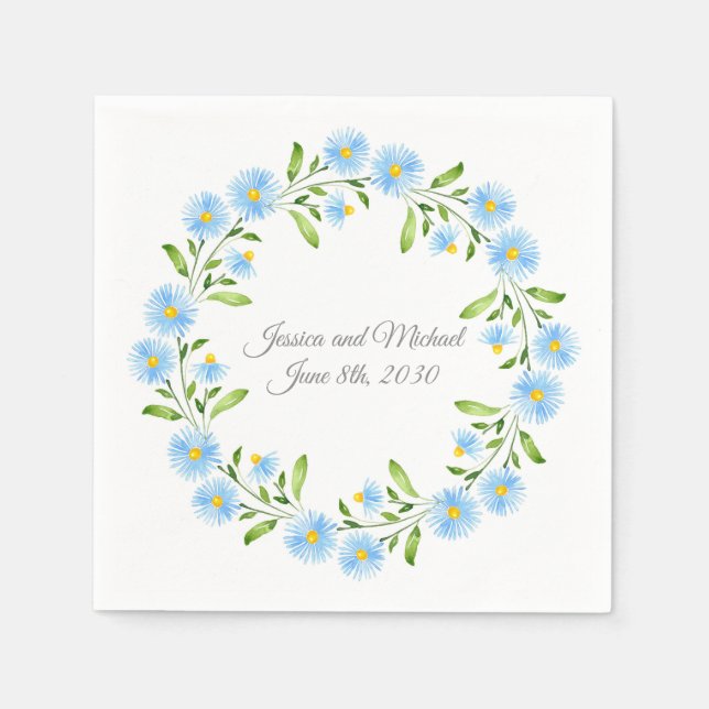Guardanapo De Papel Asters Watercolor Floral Wreath (Frente)