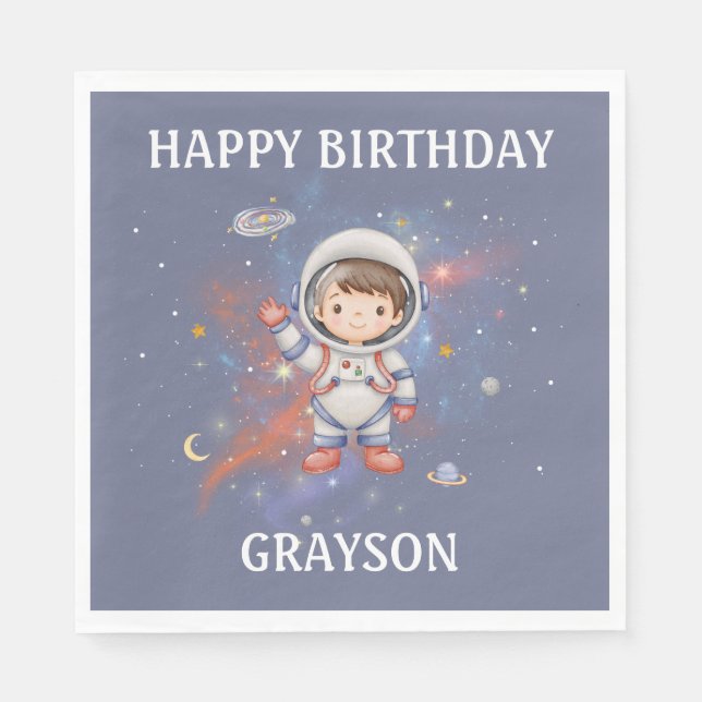 Guardanapo De Papel Astronaut Outer Space Girl Birthday (Frente)
